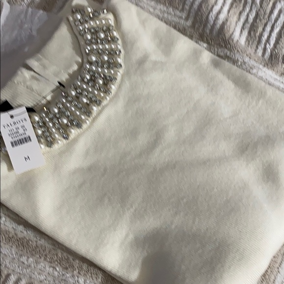 Embellished neckline Cashmere short sleeve  M - Picture 2 of 7